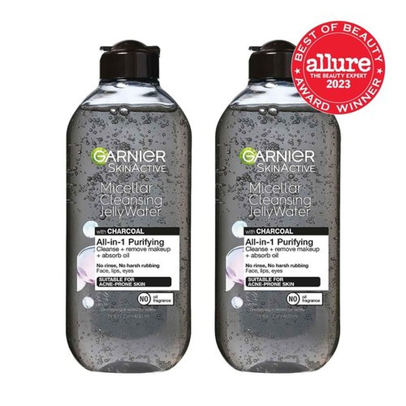Garnier SkinActive Micellar Cleansing Jelly Water - Charcoal Purifying Formula | 2-Pack