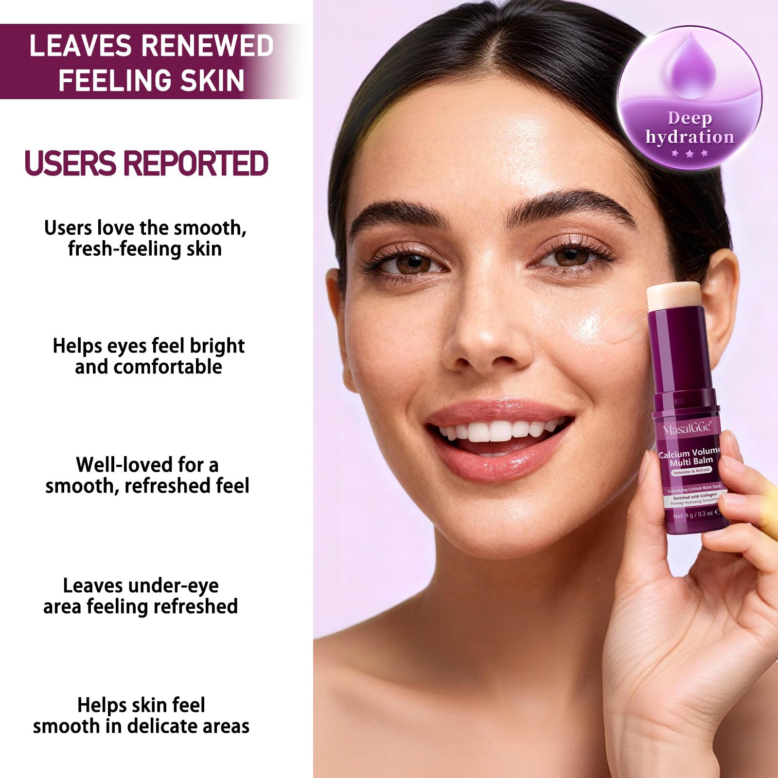 liiutry Calcium Volume Multi Balm, Korean Collagen Moisturizing Stick for Face, Calcium Volume Balm Anti-Aging Face Cream for Wrinkles, Firming & Hydrating for Eyes, Neck, Face