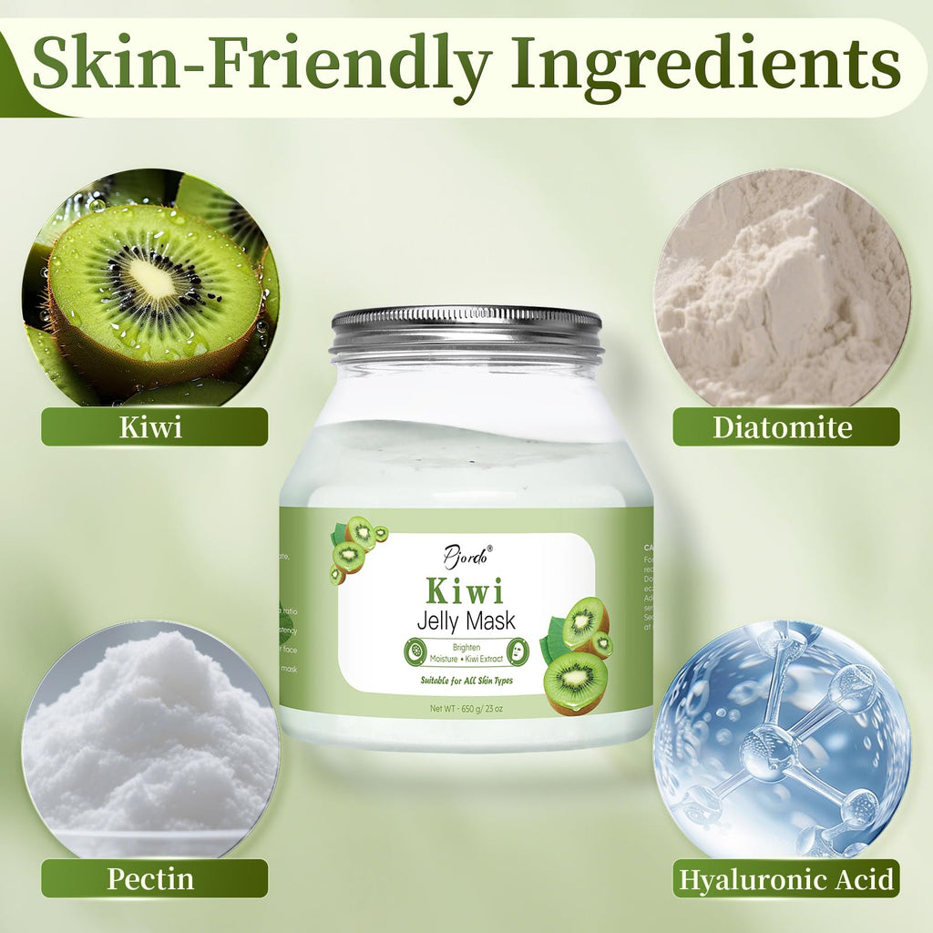 Pjordo Powder Jelly Mask for Facials Professional, Peel Off Facial Mask for Hydrating & Moisturizing, Hydrojelly Mask for Women Men Skin Care, Home DIY Spa Use for All Skin with Kiwi