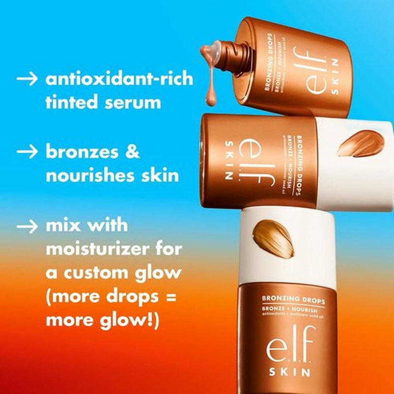 e.l.f. SKIN Bronzing Drops - Liquid Bronzer for Sun-Kissed Glow | Infused with Vitamin E, Vegan, Rose Gold