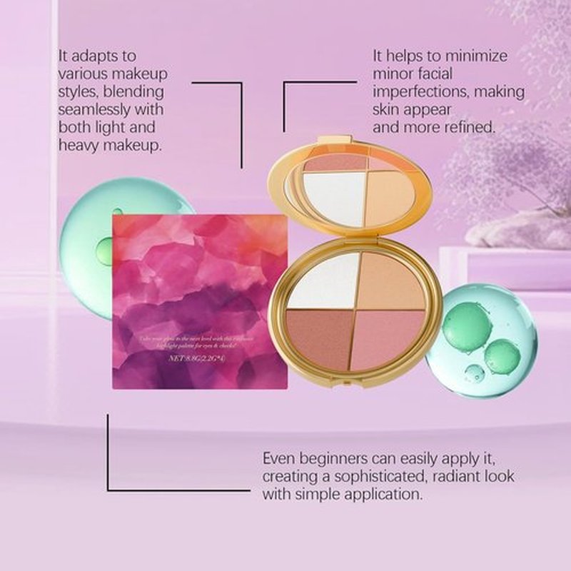 Skiennix Eye & Cheek Palette - Versatile Eyeshadow and Highlighter Kit for Women | 4-in-1 Makeup Essentials