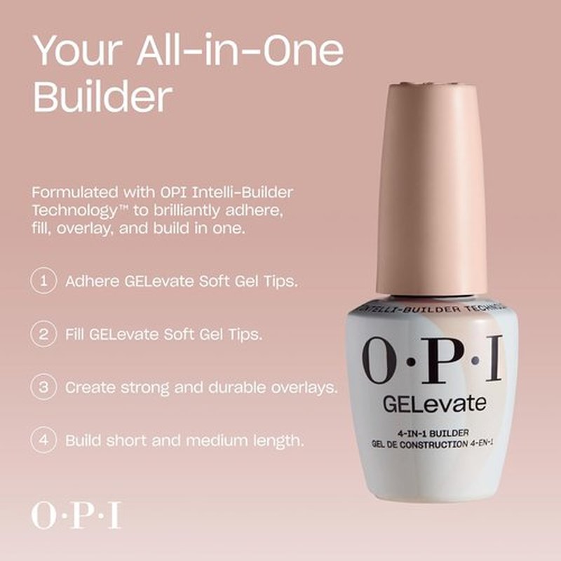 OPI GELevate Nail Builder Gel - 4-in-1 UV Cure Vegan Nail Polish | 15 ML Size