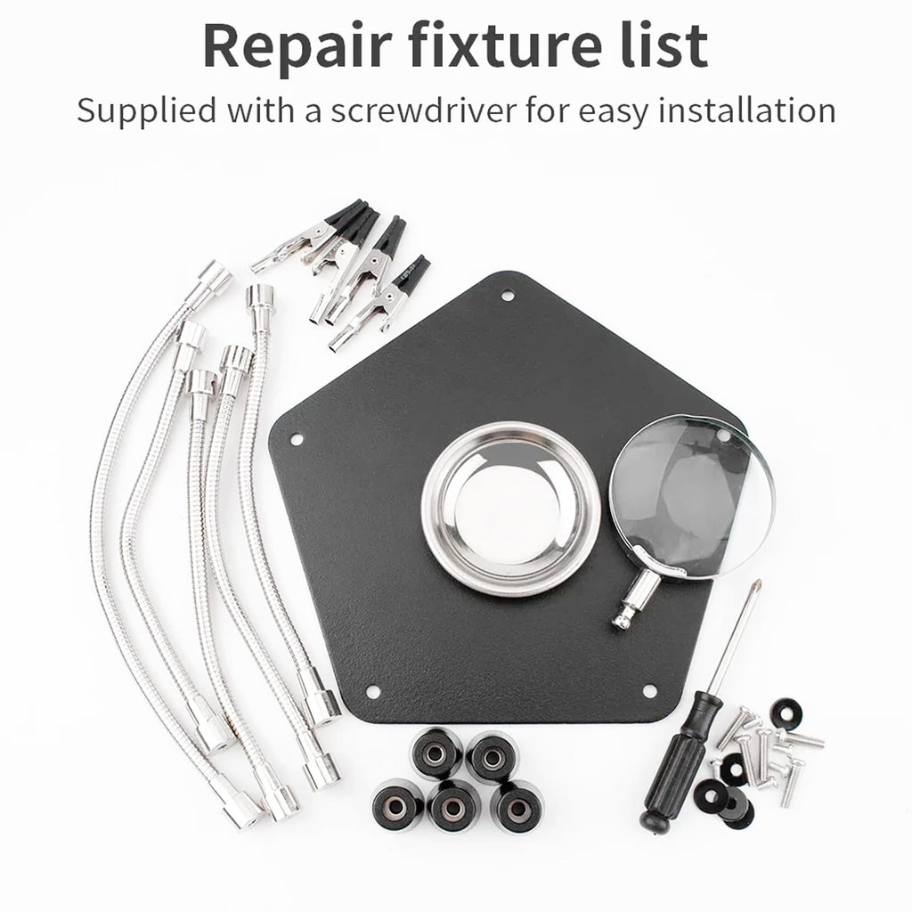 LXIANGN Helping Hands Soldering Station with 3X Magnifying Glass,Third Hand PCB Holder 4 Flexible Arms Magnifier Circuit Board Soldering Tool Kit for Electronic Repair Soldering Jewelry Crafts