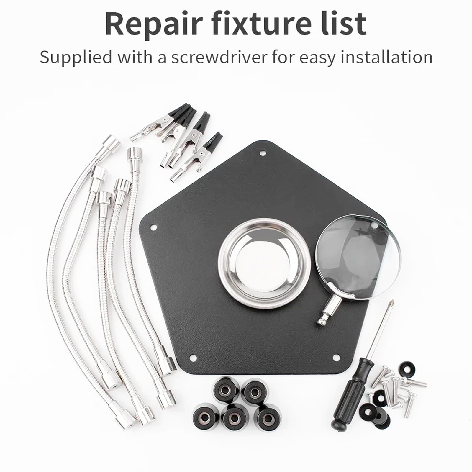 LXIANGN Helping Hands Soldering Station with 3X Magnifying Glass,Third Hand PCB Holder 4 Flexible Arms Magnifier Circuit Board Soldering Tool Kit for Electronic Repair Soldering Jewelry Crafts