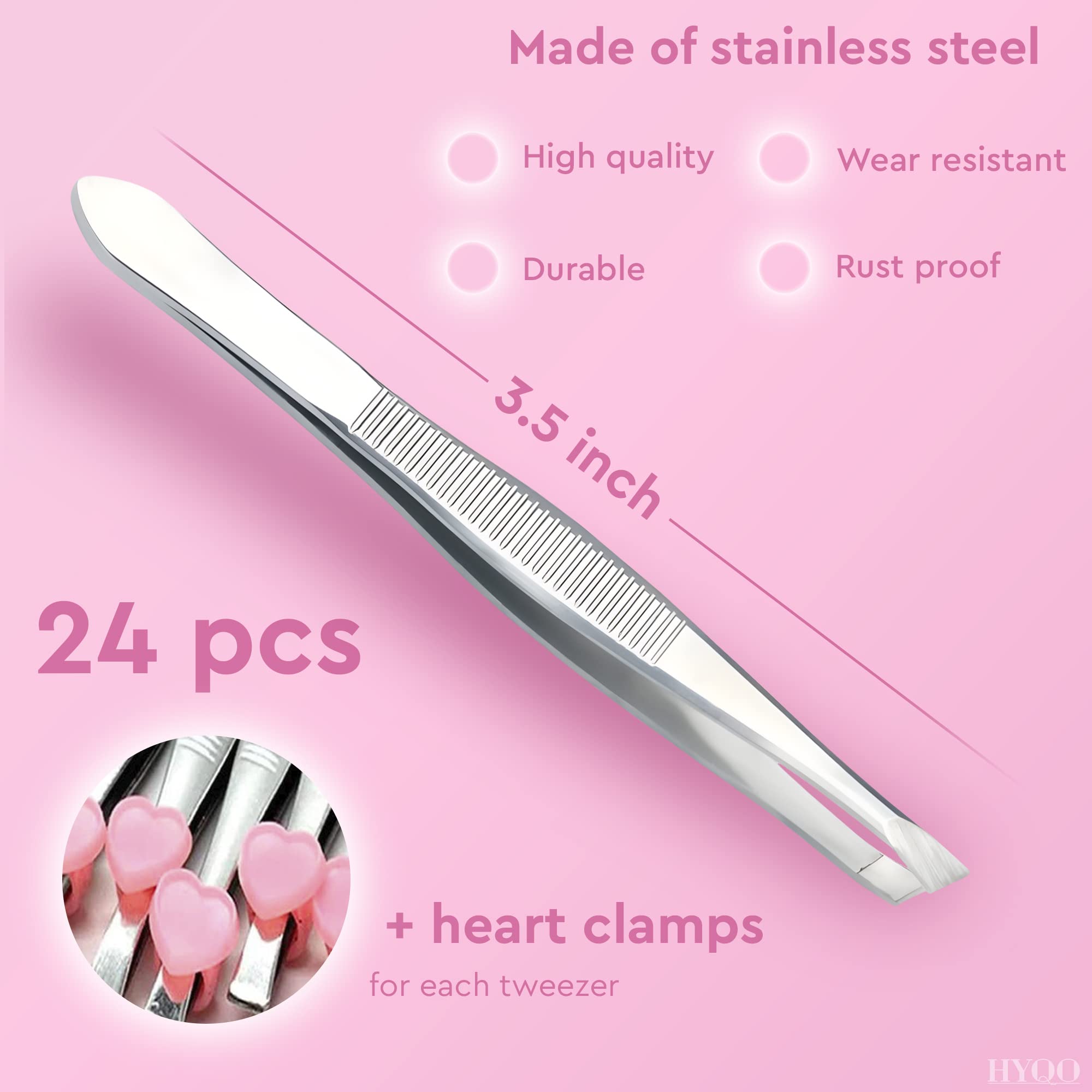 24 Pcs Bulk Tweezers, 3.5 In Stainless Steel, Slanted Tips