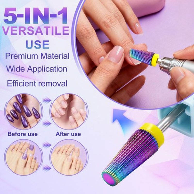 FANTEXY 3/32" Carbide Nail Drill Bit, Color Coated Gel Polish Remover Drills Bit, Tungsten Drill Bits Set Nail File, Nails Tech Supplies, for Manicure Pedicure Cuticle Gel Polishing (Extra Fine - XF)