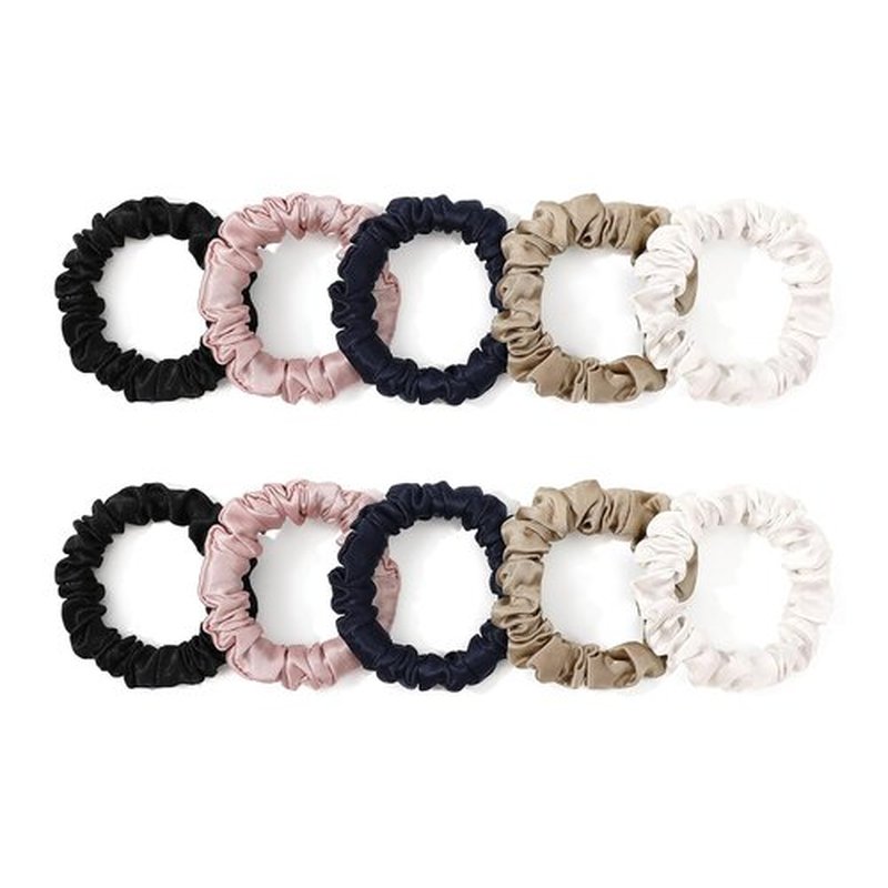 LILYSILK Pure Silk Scrunchies - Colorful Hair Bow Ties for Women | Soft & Cute 10pc Mini Set