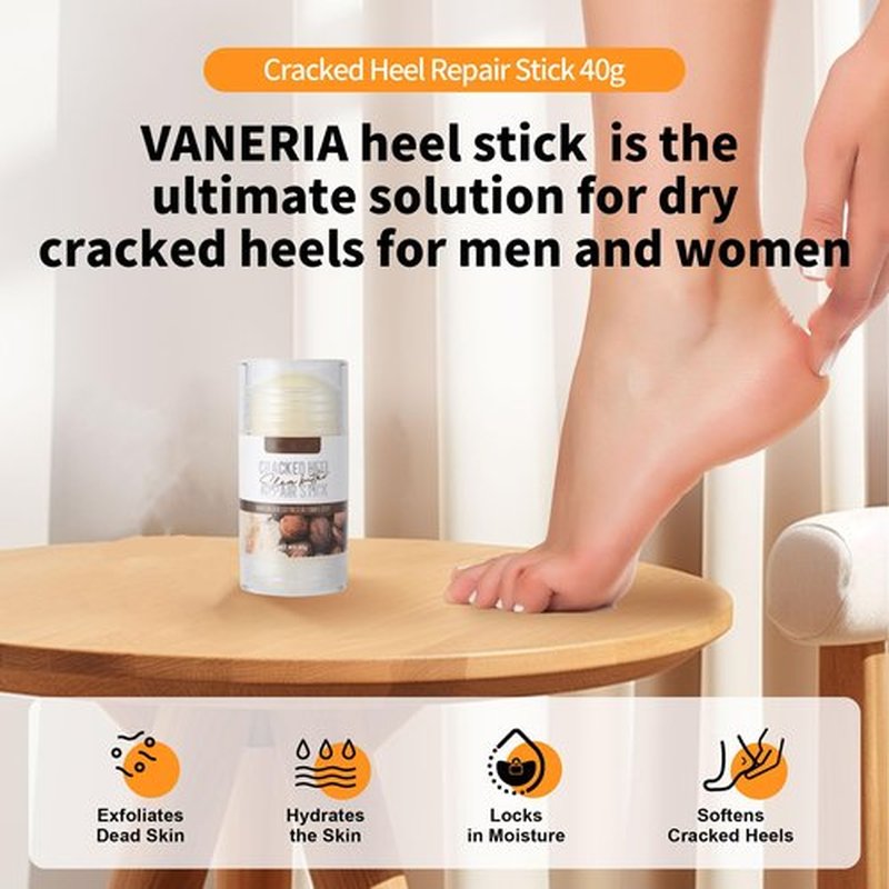 Grospe Shea Butter Dry Cracked Hands and Feet Repair Stick, Moisturizing Foot Cream with Shea Butter and Coconut Oil，Moisturizes and Softens Heels, Gently Exfoliates and Improves Dry Skin，1.41 OZ