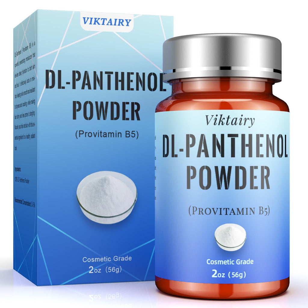 Viktairy Pure DL-Panthenol Powder (2oz, 56g), Cosmetic Grade Provitamin B5 Powder for Hair Care, Skin Care, Nails Deep Mousturizer, Panthenol Cream, Hair Conditioner, Shampoo, Soap, Lotion