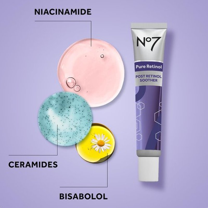 No7 Pure Retinol Post-Treatment Soother – Soothing Face Cream to Support Retinol Tolerance – Ceramides & Bisabolol for Hydration (1.69 fl oz)
