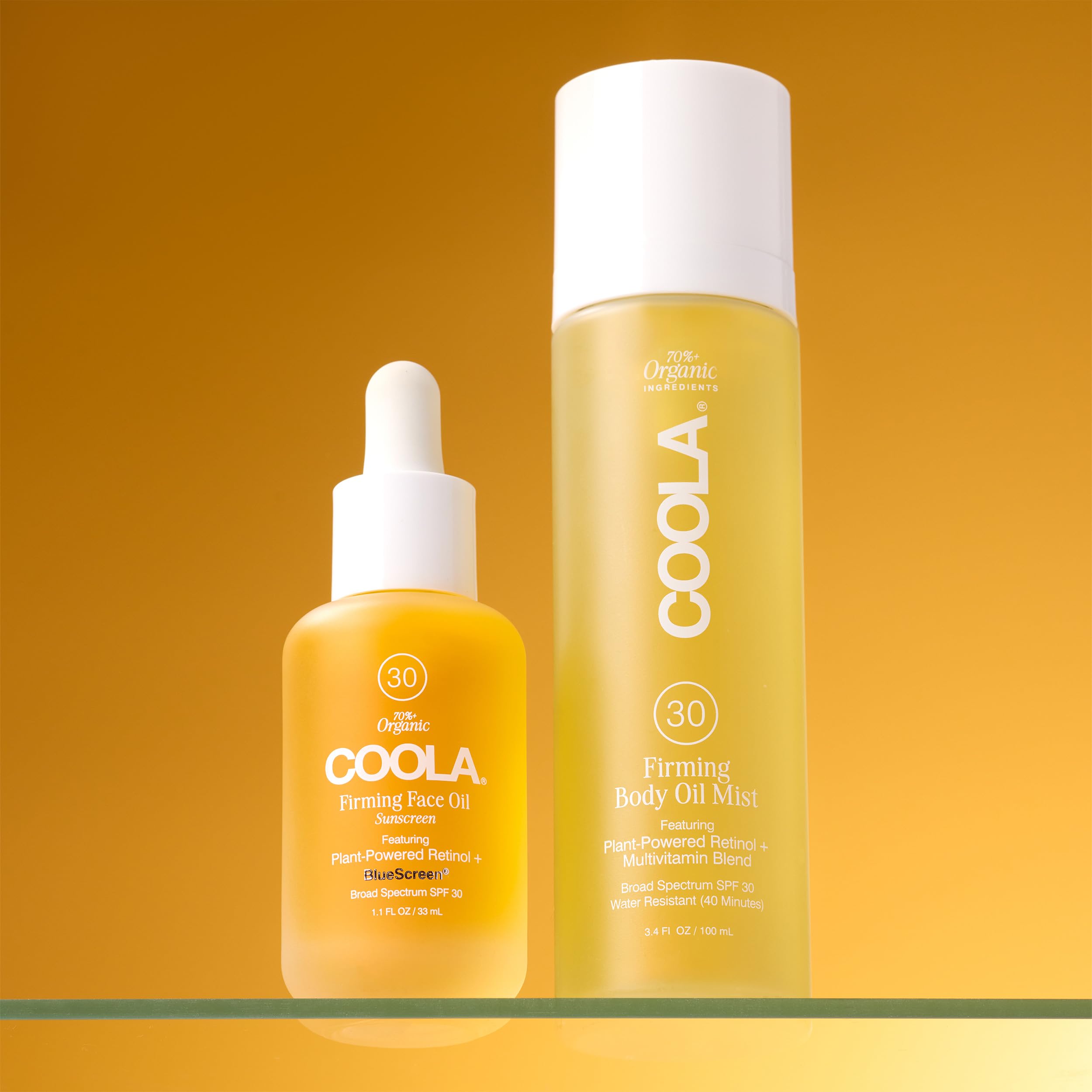 COOLA Firming Face Oil, SPF 30, Organic Lightweight Hydrating Sunscreen Oil with Bakuchiol, Vitamins C, D, E, Sea Buckthorn & Moringa Oils, Firms & Smooths Skin, 1.1 Oz