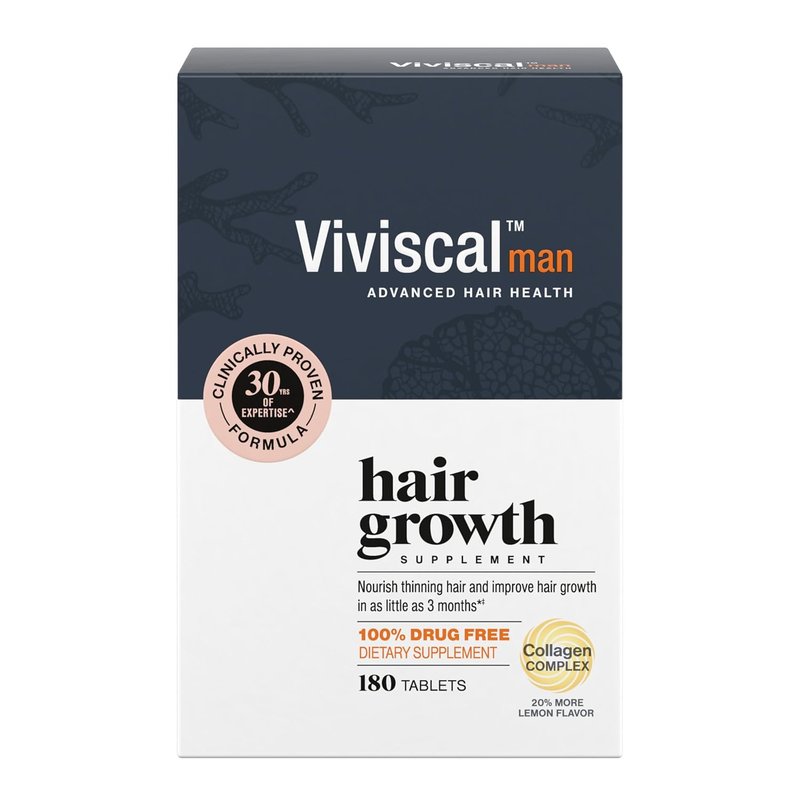 Viviscal Men's Hair Growth Supplements - Clinically Proven Collagen Complex | 180 Tablets for Thicker, Fuller Hair