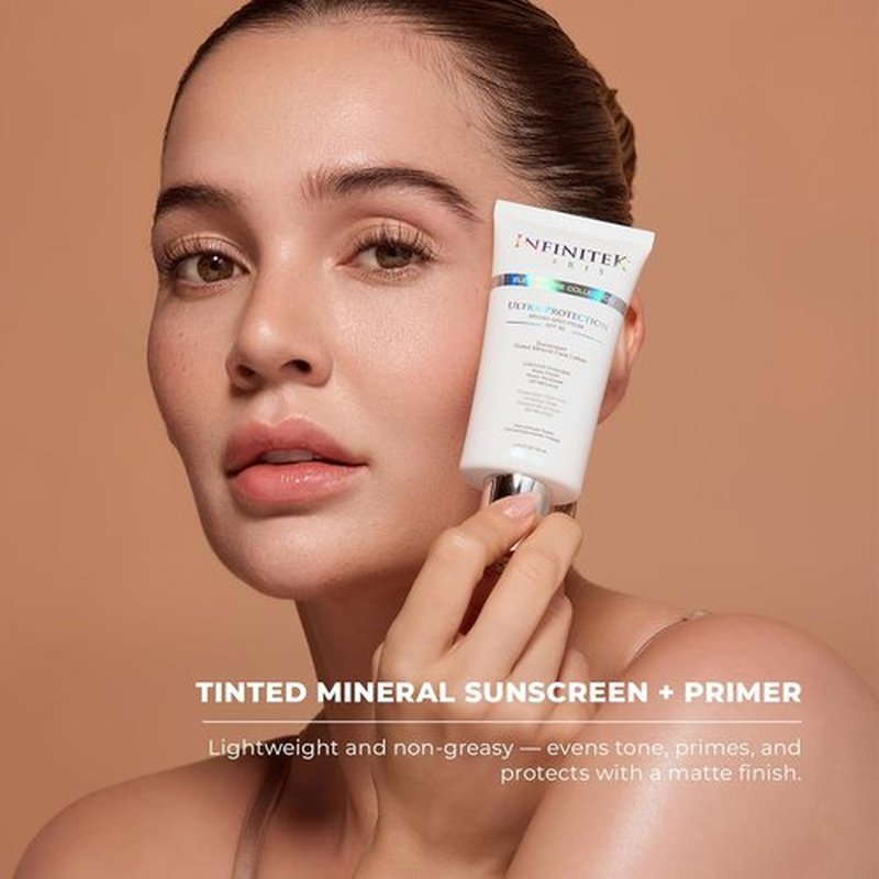 Infinitek Paris Tinted Mineral Face Sunscreen SPF 50 - UVA/UVB & Blue Light Protection | Matte Finish, Water Resistant | 1.75 fl oz / 50 ml