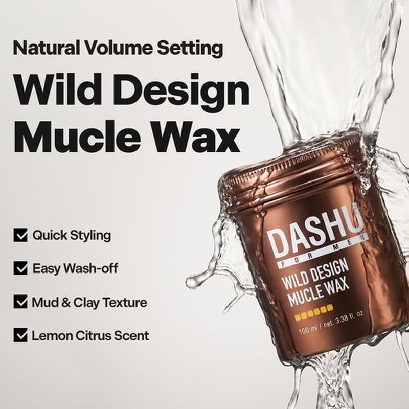 DASHU Wild Design Muscle Wax 3.5oz - Strong Hold, No Shine, Easy Wash Styling Wax