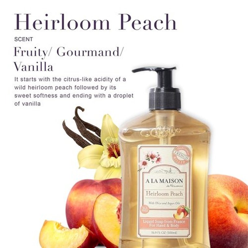 A LA MAISON Heirloom Peach Hand Wash - Natural, Biodegradable, Vegan & Cruelty-Free | 16.9 Fl Oz Bottle