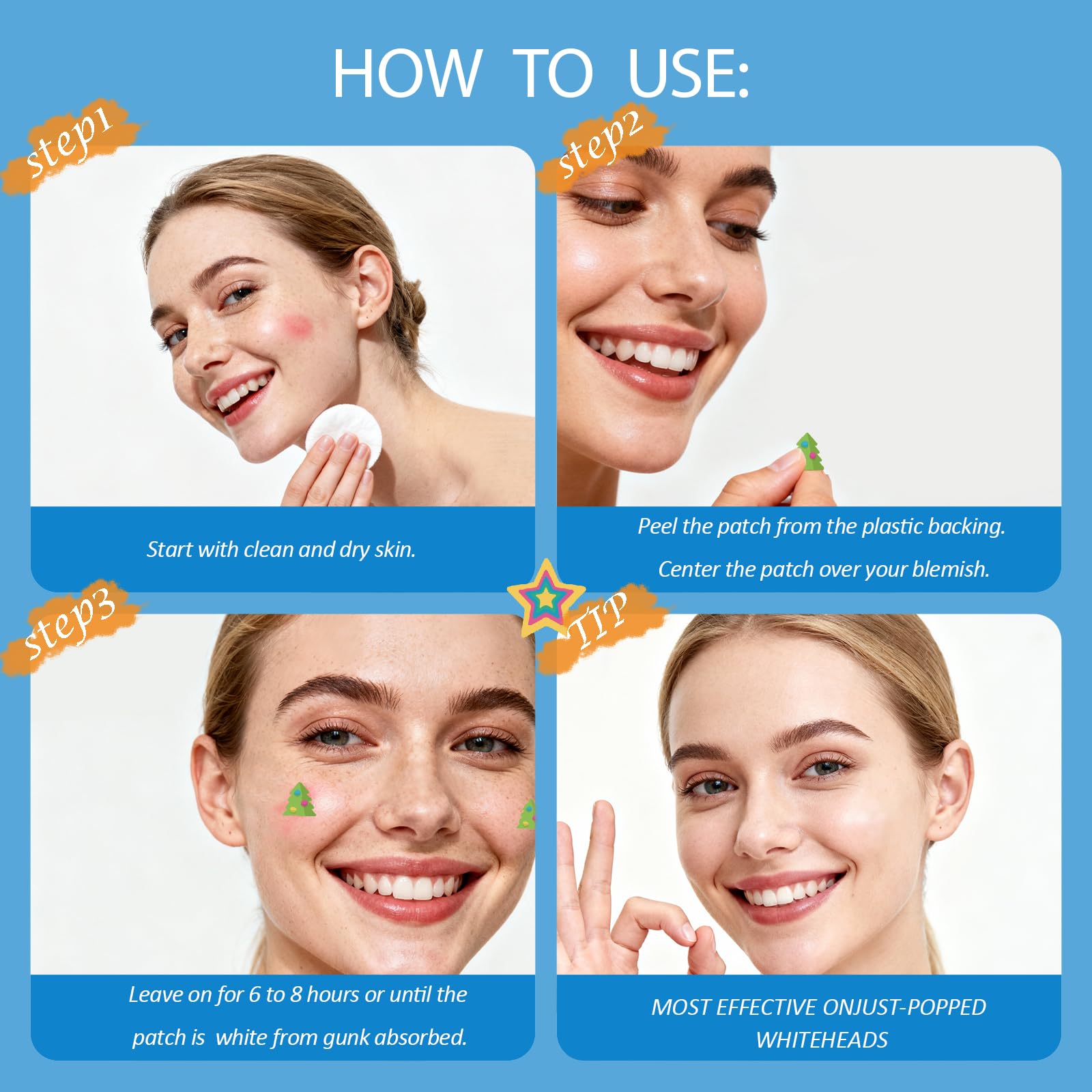 Anchiray Festival Theme Acne Patches, Acne Treatment for Face, Hydrocolloid Pimple Patches for Big Holidays, Easter, Halloween, Thanksgiving, Christmas, Heart and Star, All Skin Types, 80 Counts