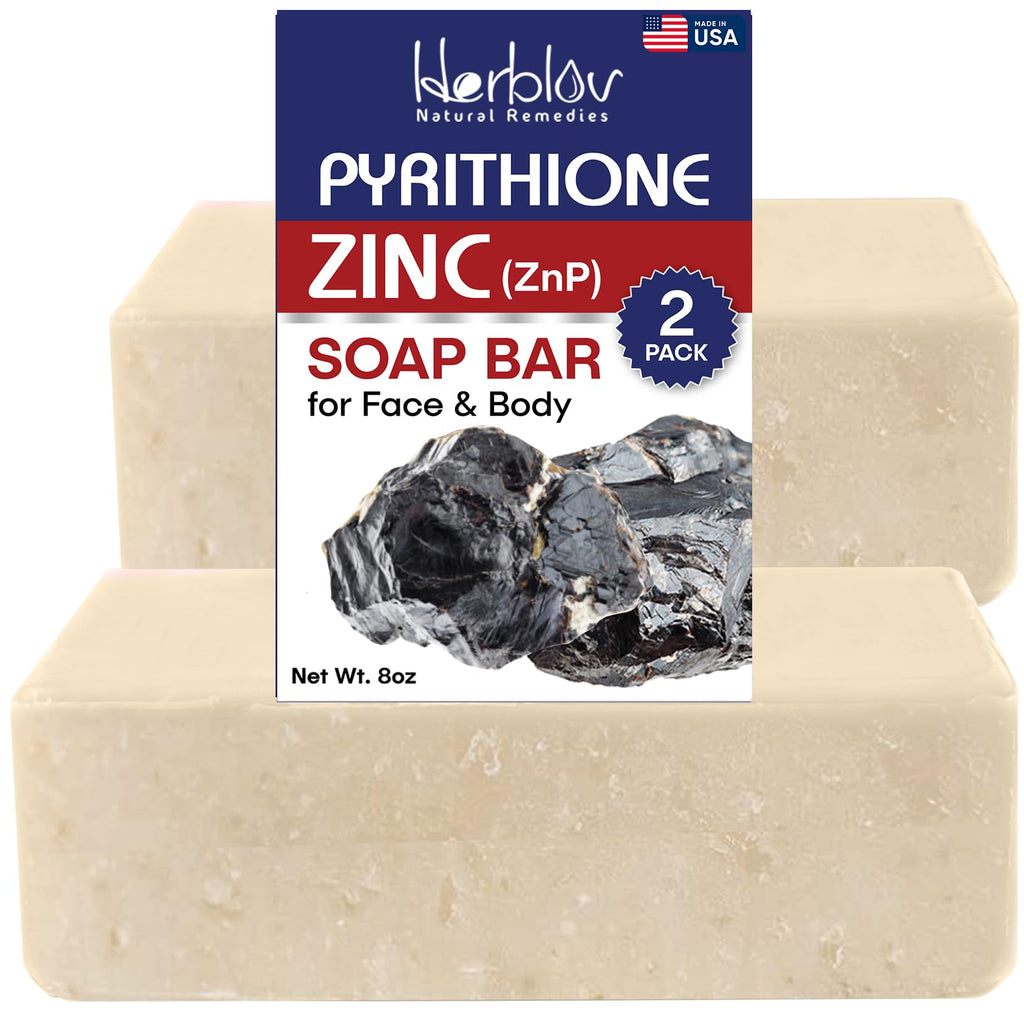 Zinc Soap Bar with Zinc Pyrithione – Gentle All-Natural Face & Body Wash – Daily Cleansing Formula for Oily, Sensitive & Blemish-Prone Skin – Exfoliating Bath Bar Skincare Cleanser – Made in USA