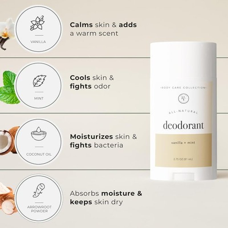 Rowe Casa Organics Vanilla & Mint Deodorant - Refreshing Paraben-Free Stick for Men & Women, 3 oz