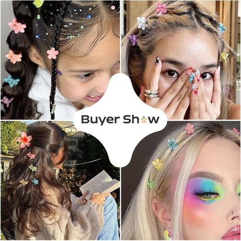 120 Pcs Colorful Mini Hair Claw Clips Small Hair Clamps Hair Accessories for Women Girls Teens Kids Cute Tiny Hair Pins Barrettes Bun Clips Assorted Colors Baby to Adult Flower
