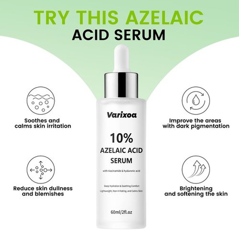 10% Azelaic acid Serum for face Inspired By Korean Skincare K Beauty Azalecic Acid Acido Azelaico Redness Soothing Serum with Azaleic acid, Hyaluronic Acid, Niacinamide, Spot Care(2FL.OZ/60 ML)