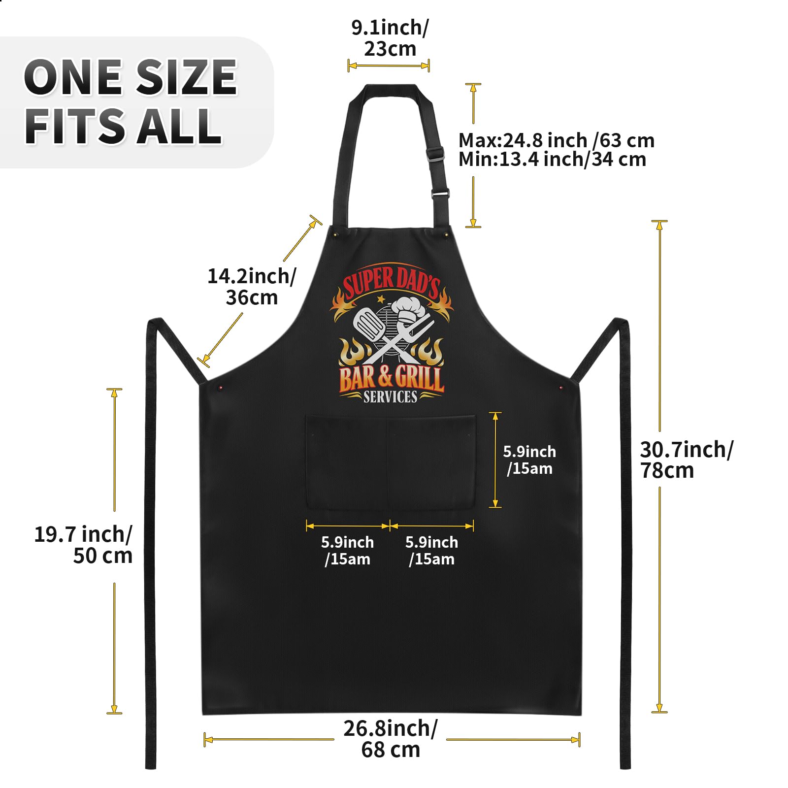 DFPDFP Dad Birthday Gifts from Daughter Son - Funny Grilling Aprons for Men, Men Gifts for New Daddy Father in Law, Heavy-Duty BBQ Cooking Aprons with 2 Big Pockets, Fathers Day Gift for Dad