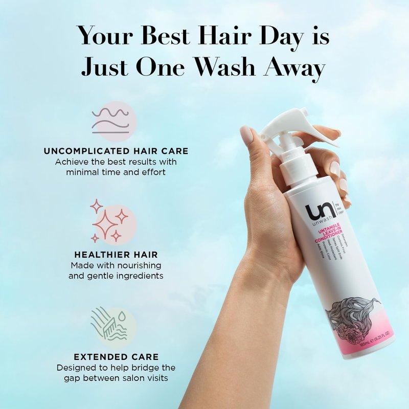Unwash Untangle Leave-In Conditioner Spray - Detangles Hair, Controls Frizz, Vegan - 6.25 fl oz