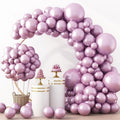 RUBFAC Metallic Pink Balloons - 129-Piece Latex Chrome Balloon Garland Kit for Weddings & Parties