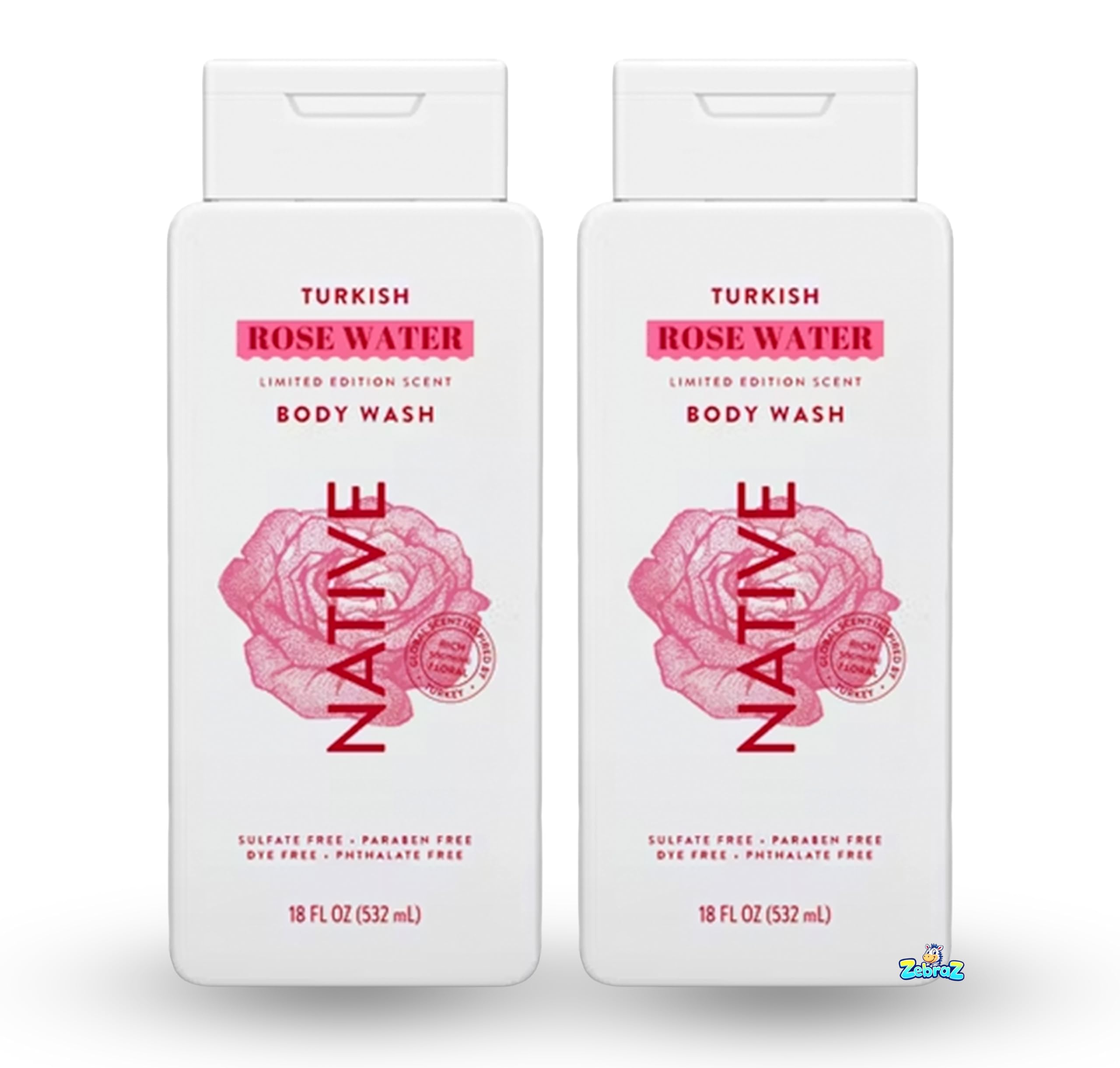 Native - Passport Limited Edition Global Flavors Sulfate-Free Body Wash - Turkish Rose Water - 18 fl oz - Pack Of 02