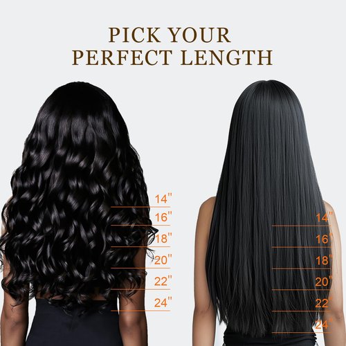 Miskoey Clip in Hair Extensions Real Human Hair, Invisible Seamless Straight Remy Human Hair Extensions Clip ins for Women (1B Natural Black, 18'')