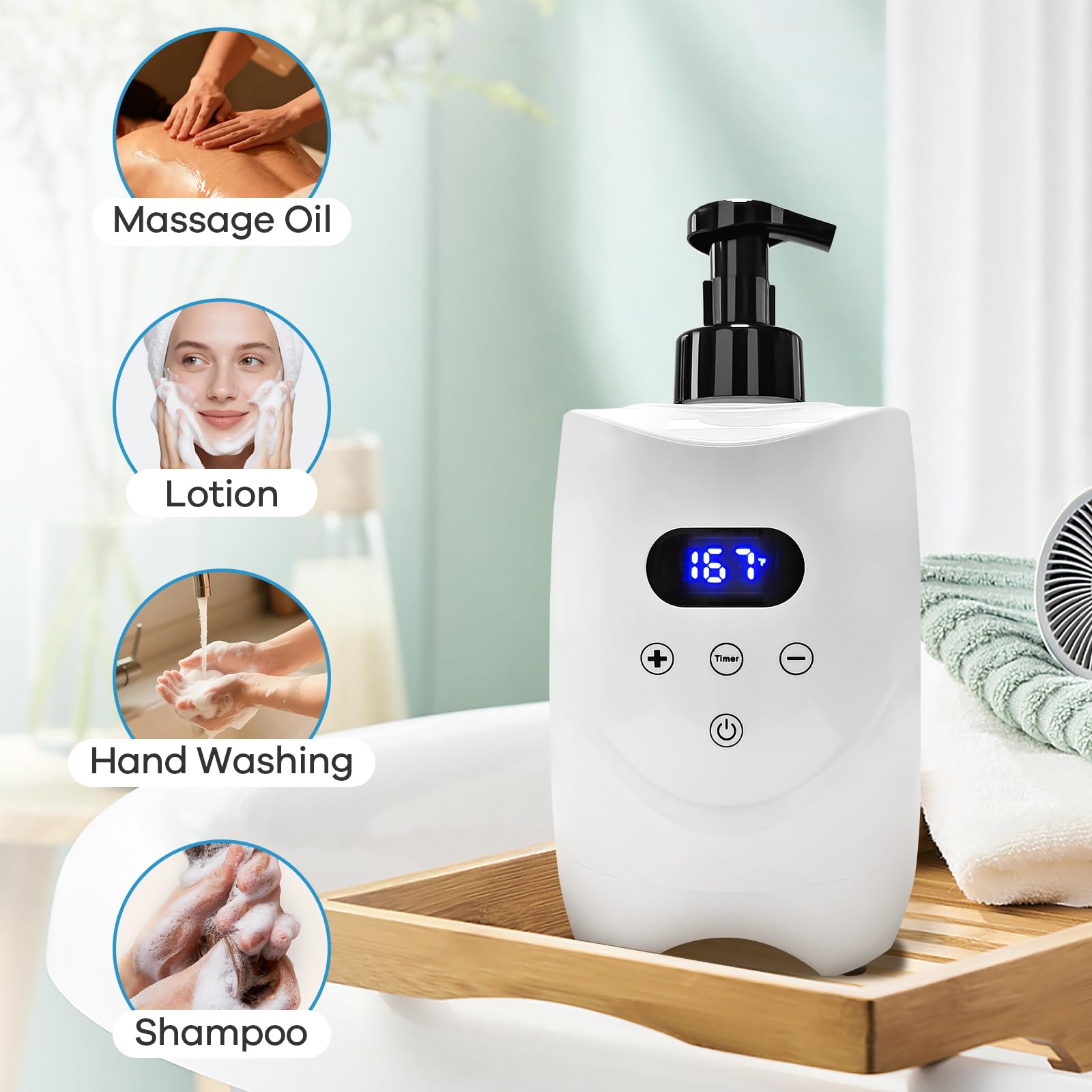 BACTIBLAST Hot Lather Machine for Shaving Professional Lather Maker for Men Face Shaving with 2 * 500ml Foam Bottle Large Capacity Shaving Foam Machine Warmer for Home Salon Barber Shop