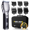 FADEKING Professional Hair Clippers for Men, Cordless Barber Clippers with LED Display, Rechargeable Hair Cutting Kit for Fade & Taper, Fathers Day Gift for Dad Men Husband (Silver+Black)