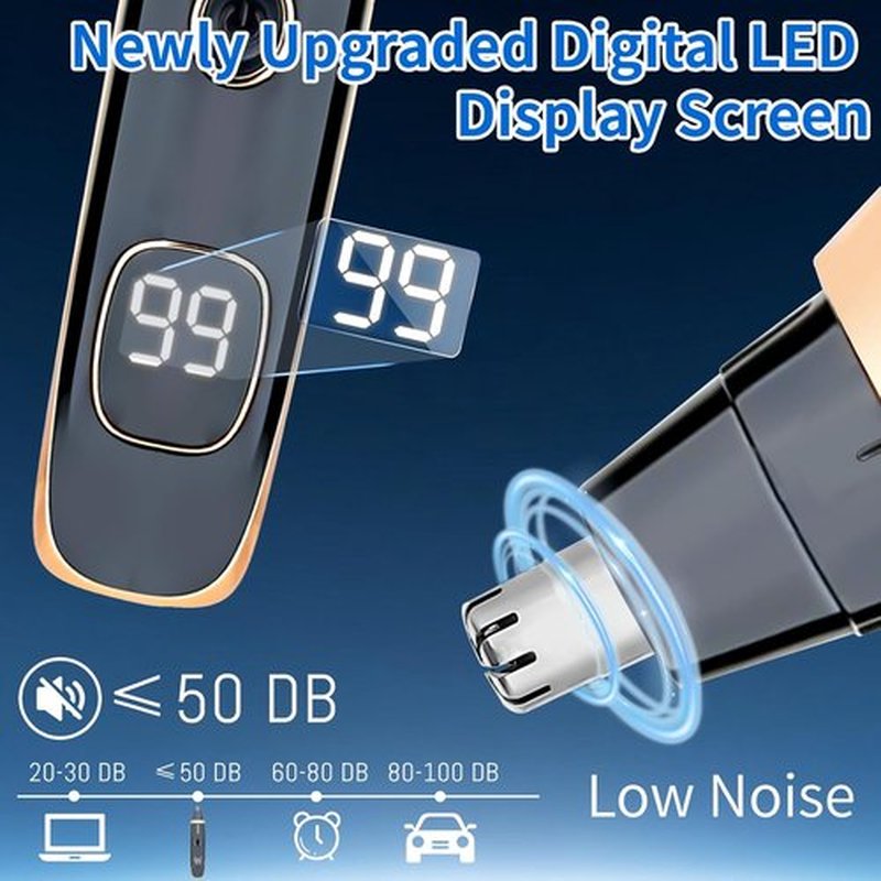 Skiennix Nose and Ear Hair Trimmer - 2 in 1 LED Display, USB Rechargeable, Waterproof, Dual-Edge Blades | Black Gold