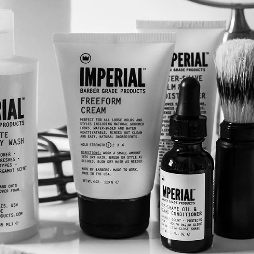 Imperial Barber Grade Products | FreeForm Cream, 4 oz | Light Hold | No Shine | Water-Based | Easy to Wash Out | For Loose Holds and Styles | Natural Groomed Look
