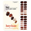 Heyhae Semi Cured Gel Nail Strips | No LED Lamp Needed | Fall, Marble, Brown | Easy Apply & Remove, Salon Quality | Includes 28 Strips, 1 Prep Pads, Nail File & Wooden stick - Hey, Let’s Get Cozy