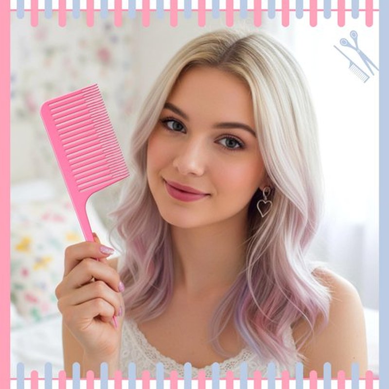 Patelai 6 Pieces Highlighting Comb Set Weaving Hair Dyeing Comb Weaving Sectioning Foiling Rat Tail Styling for Highlights Foiling Balayage Hair Coloring Men Women (Multicolor Style)
