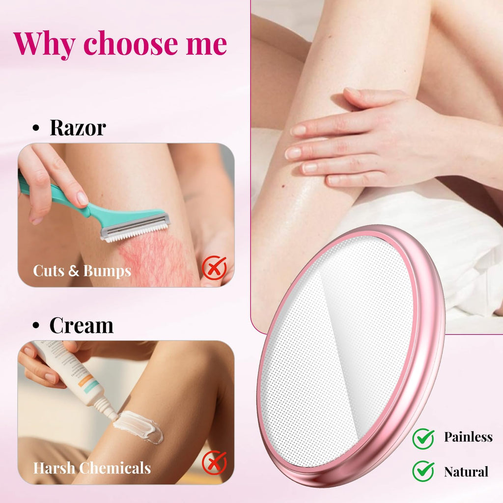 Zixsavk Crystal Hair Eraser for Women and Men, Reusable Crystal Hair Remover Magic Painless Exfoliation Hair Removal Tool, Magic Hair Eraser Device for Back Arms Legs (Grapefruit Pink)