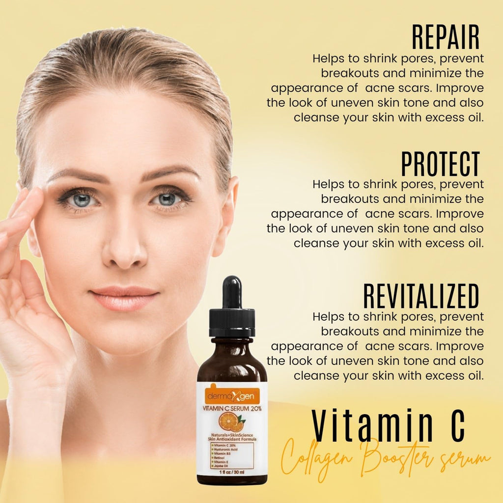 DERMAXGEN Organic 20% Vitamin C Serum for Face (01 Fl oz)