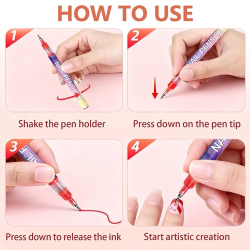 Sunnydeer 12 Colors 0.5mm Nail Polish Pens, Nail Paint Pens, Nail Pens for Kids, DIY Design & Home Craft(Colorful)
