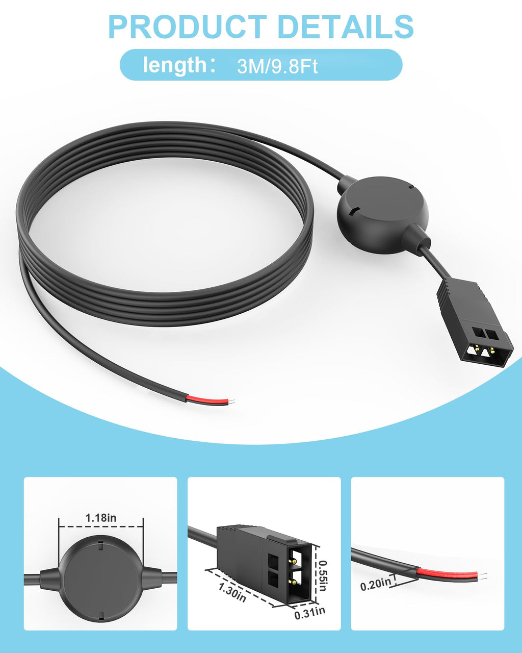 WUKUR 720057-1 PC 11 Filter Power Cable Replacement for Humminbird