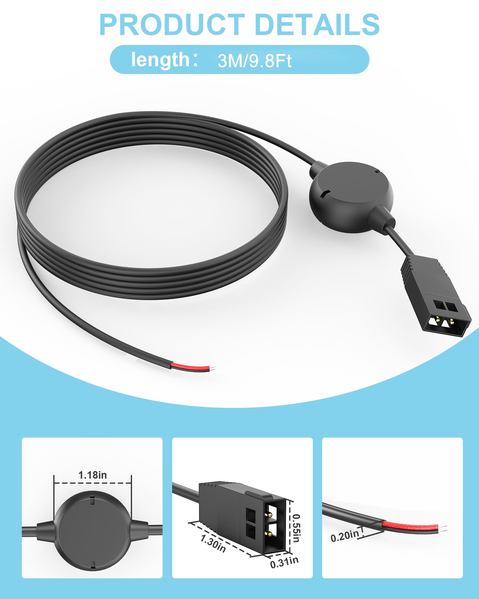 WUKUR 720057-1 PC 11 Filter Power Cable Replacement for Humminbird