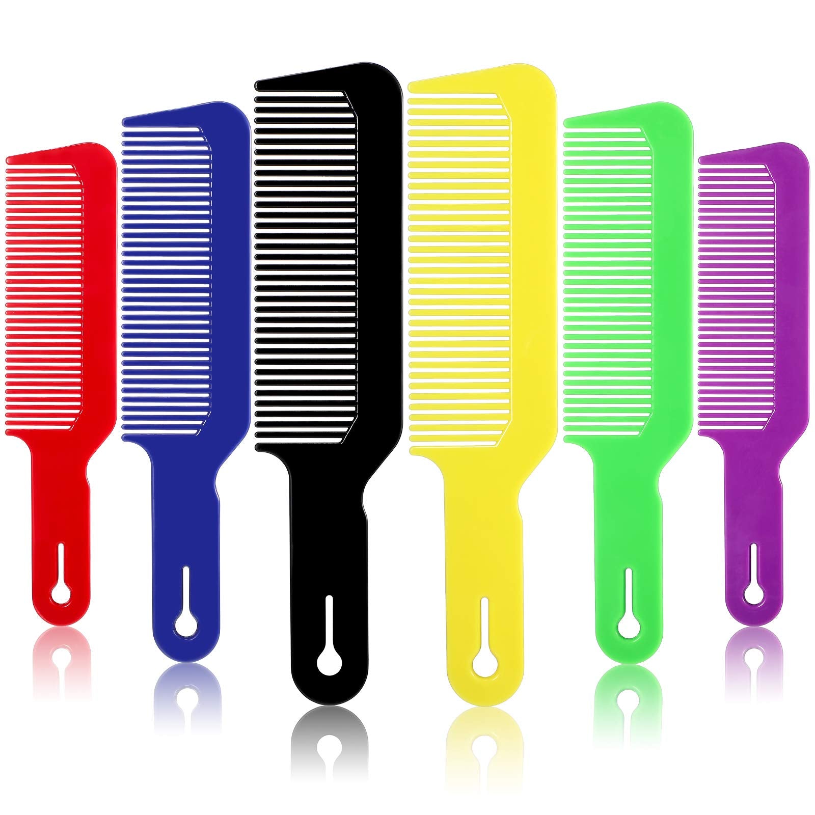 Boao 6 Pack Hair Cutting Combs, 9 Inch Blending Barber Clipper Flat Top Combs for Clipper Cut Flattops, Plastic Heat Resistant Anti-Static Hairdressing Tool (Assorted Colors)