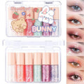 MooGlamor 6 Pcs Liquid Glitter Eyeshadow Set Colorful Eyeliner with Long-Lasting and Waterproof Shinning Eye Shadow Gift for Women Eye Makeup (Transparent Bear)