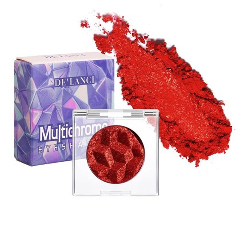 DE’LANCI Chameleon Red Glitter Eyeshadow Highly Pigmented, Single Metallic Glitter Eye Shadow Palette Intense Color Shifting, Chrome True Red Shimmery Glitter Eyes Warm Goth Smoky Makeup