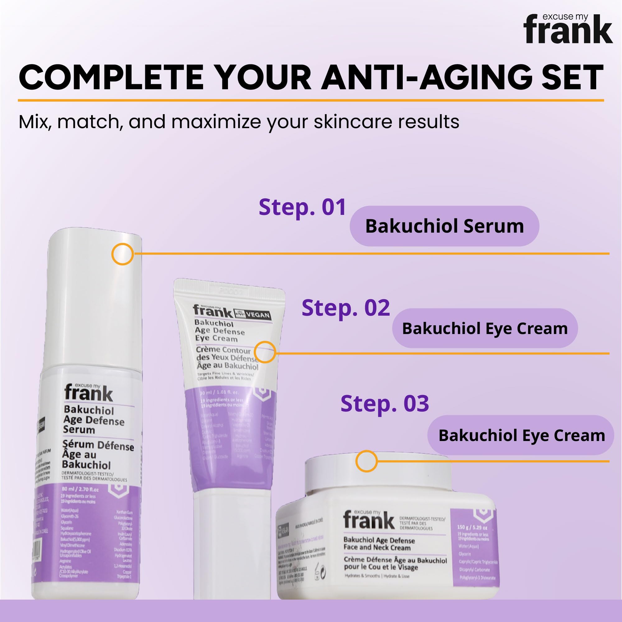 Excuse My Frank - Bakuchiol Age Defense Serum, for Smoothing Fine Lines and Wrinkles, Anti Aging, Hydrating Plump Cream (80ml, 2.7fl. oz.) (1 Pack)