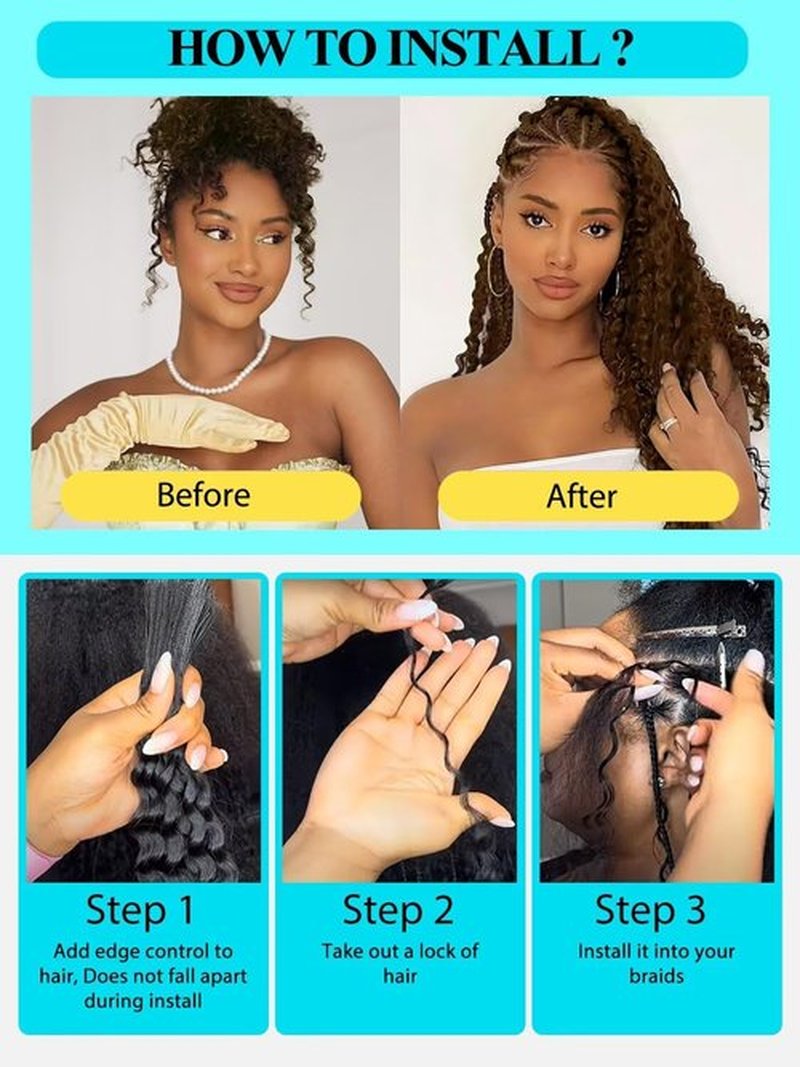 Boho Hair for Braiding 5 Bundles 20 Inch 160g Human Briaing Hair for Boho Brids Deep Wave Bulk Extensions for Bohemian Knotless Braids 100% Unprocessed Brazilian Virgin No Weft Hairs Natural Color