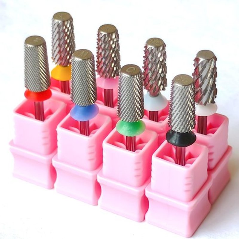 6.6mm Large Tapered Barrel Nail Drill Bit, Cross Cut 3/32" Professional Tungsten Carbide E-File Bit, Fast Hard & Soft Gel Acrylic Removal, Safety Top Two-way Rotation for Manicure Pedicure, Fine.