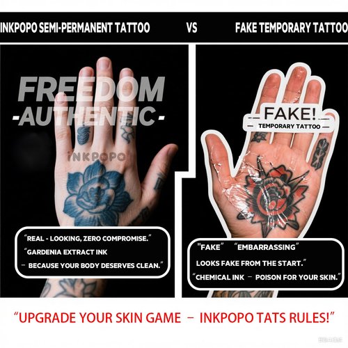 INKPOPO 3 Sheets Semi-Permanent Tattoos for Adults, 7-15 Days Longwear, Waterproof & Realistic Finish, Adult Art Temporary Tattoos, Finger Tattoo Series 123