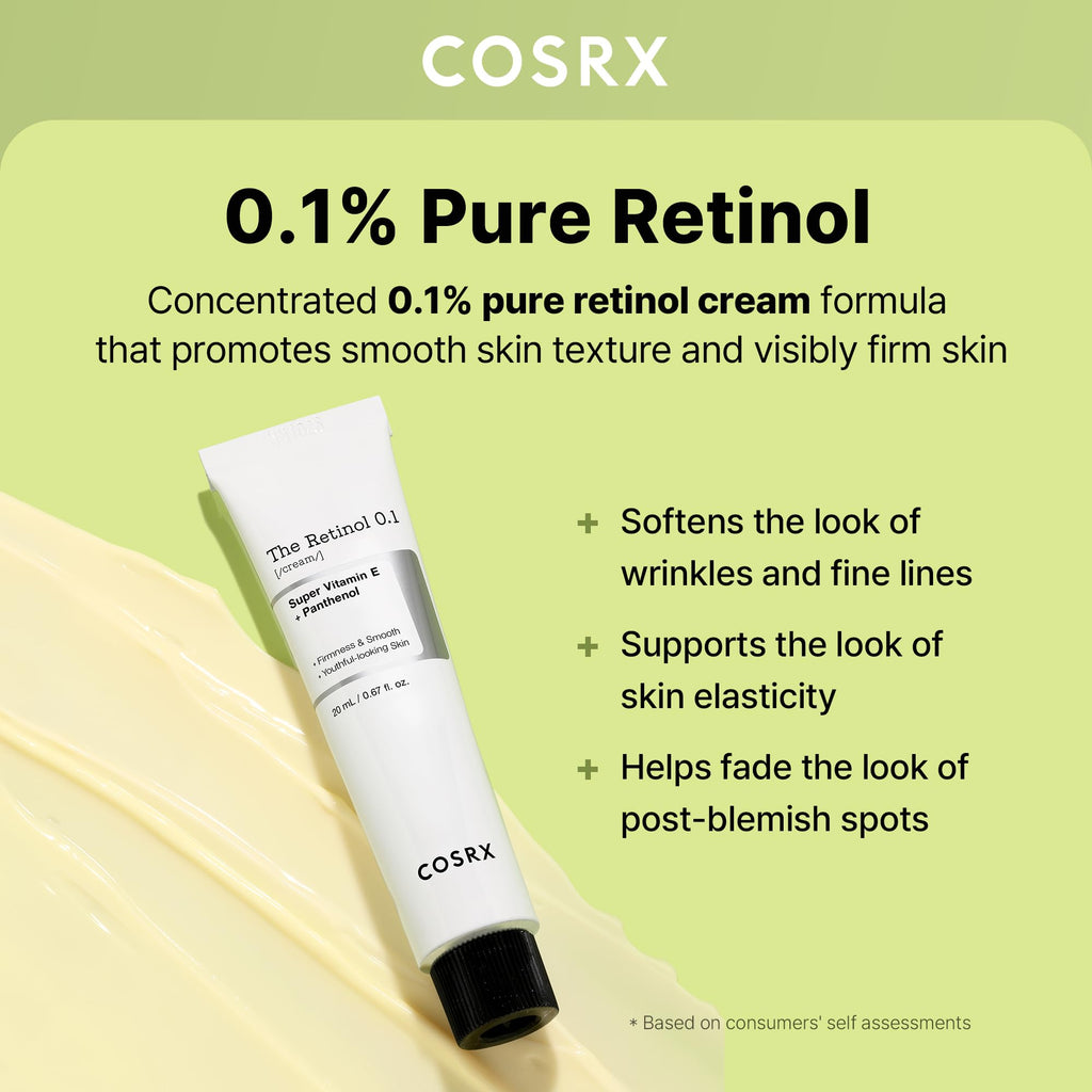 COSRX Retinol 0.1% Cream, Anti-aging Eye & Neck Cream with Retinoid Treatment to Firm Skin, Reduce Wrinkles, Skin Tightening Cream for Fine Lines & Firmness, Gentle Daily Korean Skin Care, 0.67 fl oz