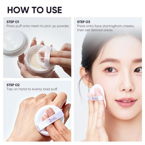 2CHILL Aqua Setting Powder, 45% Water Essence Translucent Face Powder Loose, Hydrating Matte Finish, Blurs Pores & Brightens Skin, Waterproof Sweat Resistant Pressed Setting Powders for Oil Control