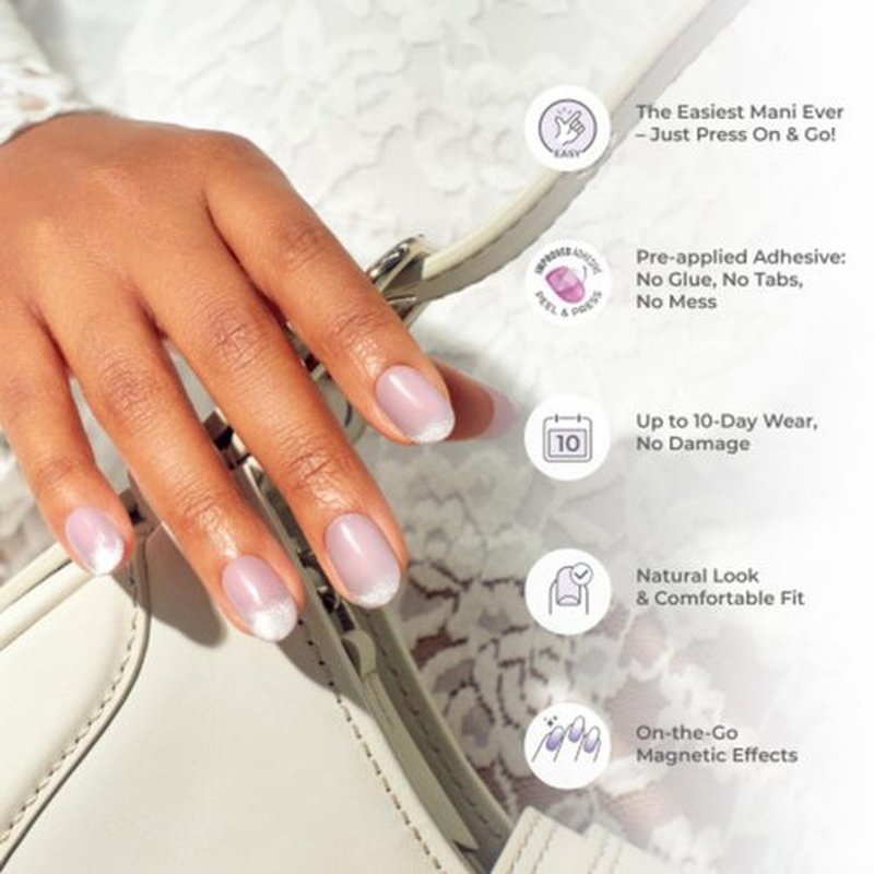KISS colorFX by imPRESS Valentine’s Day Press On Nails, 'Adorable', Pink Short Oval, IMPROVED adhesive, Up to 10-Day Hold, Nail Kit Includes 30 Fake Nails, Prep Pad, Manicure Stick, Mini Nail File